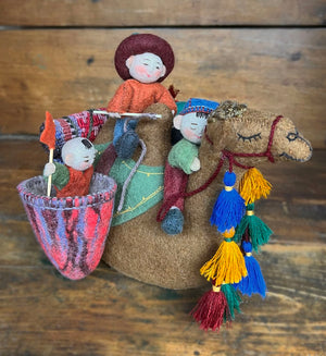 Doll "Kids riding a camel" handmade in Kyrgyzstan