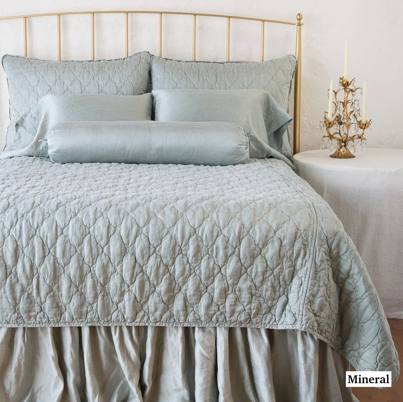 Luna silk & linen coverlet and shams by Bella Notte (**to order)