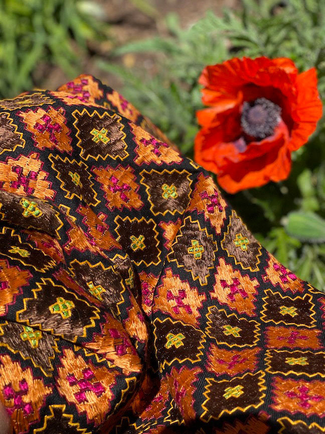 Fine wool and silk orange shawl from Swat Valley, Pakistan