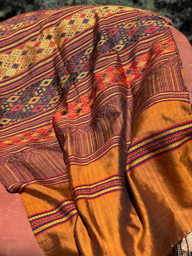 Silk embroidered shawl from Thailand